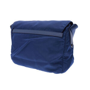 Prada navy messenger crossbody nylon bag blue leather